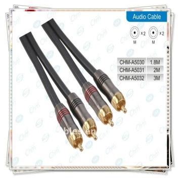 Cable plateado 2rca macho a macho componente de vídeo y cable de audio estéreo